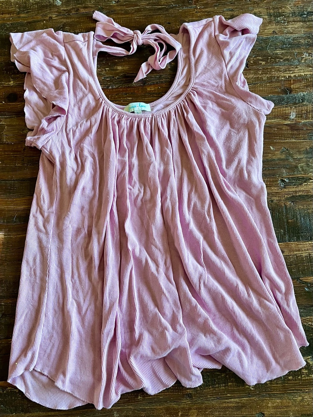☀️GRACE & LACE Pink Tie-Back Flutter Sleeve Tank/Cami Sz L EUC